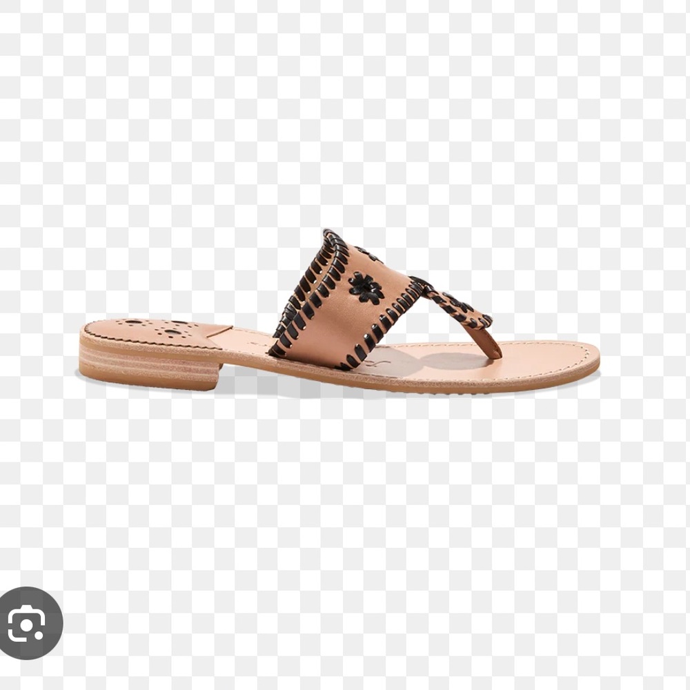 Jack Rogers Original Jacks Flat Sandal Size 9.5 Cafe Au Lait with Black *NWOT* - Picture 2 of 9